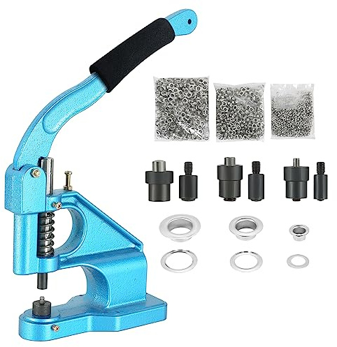 ATPEAM Ösenpresse Set, Handpresse Ösenmaschine Ösenzange für Planen, Ösenstanze mit 3 Matrizen (6/10/12mm), 1500 Ösen, Ösenzange Set für Stoffe, Leder, Kleidung und Banner