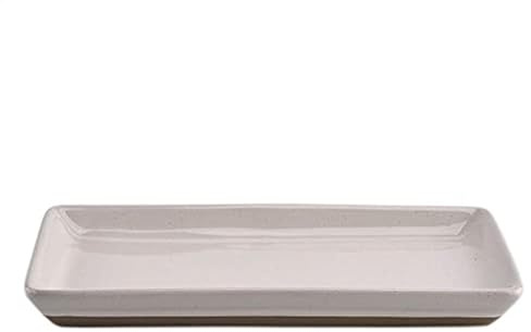 Sweet Water Decor Stoneware Tray for Home - Cream Speckled | Kitchen and Bathroom Dispenser Holder | Jewelry Dish | Glass Soap Holder for Bottles | Long Plate for Counter Tops | Vanity Decor