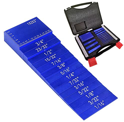 15-teiliges Setup-Blöcke, Höhenmesser-Set, Präzisions-Aluminium-Stangen für Oberfräse und Tischsägen-Zubehör, Holzbearbeitung (blau)
