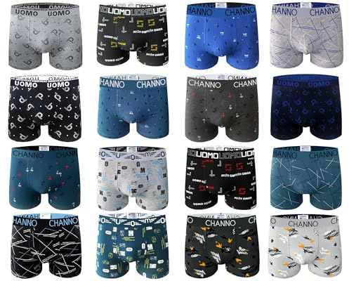 Channo Baumwoll-Boxershorts für Herren, Bequem und Weich. Uomo-Kollektion - Packung mit 6, Überraschung, L