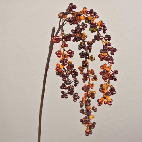 artplants.de Kunst Holunderbeeren Zweig SWANTJE, Früchte, Burgunderrot-orange, 40cm - Kunstzweig Holunderbeere