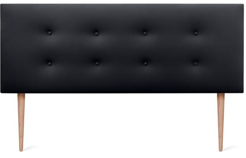 DHOME Kunstleder oder Stoff Kopfteil AQUALINE Pro mit 2 Reihen von Schaltflächen und Füßen gepolstertes Kopfteil Luxus Bett (160x105cm Mit Füßen (Betten 150/160), Kuntsleder Schwarz)