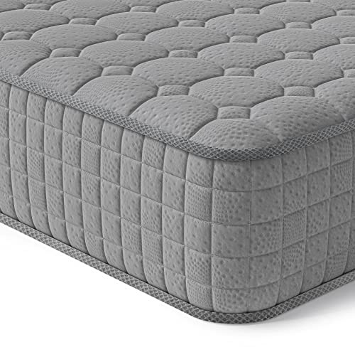 Vesgantti 4FT6 Double Mattress, 10 Inch Hybrid Mattress with Breathable Memory Memory Foam and Individually Pocket Spring - Medium Firm, Grey