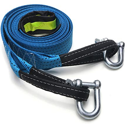 WANLIAN Abschleppseil, Auto-Abschleppgurte, strapazierfähig, 17600 kg (bis zu 8 Tonnen), 5,1 cm x 4 m, mit 2 Bügeln, Refektorstreifen für Auto, LKW, Off-Road