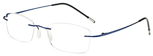 KOOSUFA Titan Randlose Lesebrille Blaulichtfilter Herren Damen Ultra Leicht Rahmenlose Lesebrillen Lesehilfe Arbeitsplatzbrille Anti Müdigkeit Brille mit Stärke 0.0 1.0 1.5 2.0 2.5 3.0 3.5 4.0