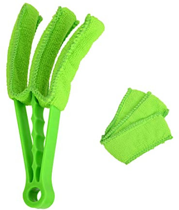 Heilmetz Cepillo de radiador de Microfibra Lavable a Mano y extraíble, Plumero para persianas, Aire Acondicionado, radiador de baño, Limpiador de Lamas (Verde,1 Pieza)