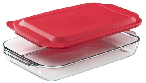 Pyrex Basics 3 QT Glass Baking Dish With Plastic Lid, Casserole Dish, Glass Food Container, Oven, Freezer And Microwave Safe, Clear Container