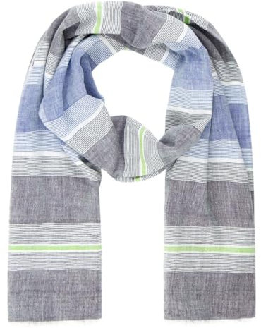 LINDENMANN Schal Herren blau-grau Herren-Schal dünn 100% Baumwolle