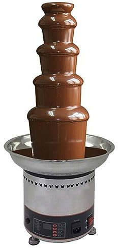 Fuente de chocolate comercial, 4/5/6/7 Tier Máquina de fuente de fondue de chocolate caliente, fondue de fondue de chocolate de acero inoxidable para fiesta, boda, golosinas, frutas, nueces,5Tier
