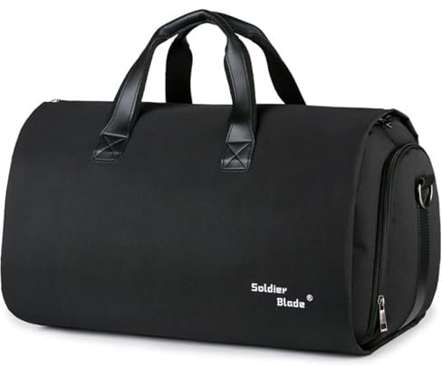 Hixingo Handgepäck-Kleidersack, Umwandelbarer Anzugtasche, Reine Farbe Kleidersack, Weekender Nachttasche mit Schuhbeutel, die 2-in-1-Hängekoffer-Reisetaschen, für Reisen Koffer (Schwarz)