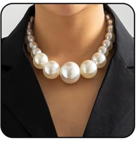 Vatocu Collier de perles épaisses - Vintage - Imitation perle - Pour femme, /, /