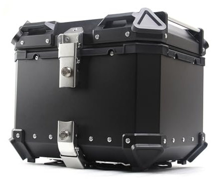 45L 55L 65L 80L 100L Motorradkoffer Wasserdicht Top Case - Heckkasten Aufbewahrungsbox, Universal Roller Koffer Aluminium Motorrad Heckbox Helmkoffer Mit Sicherheitsschloss(Schwarz,28L)