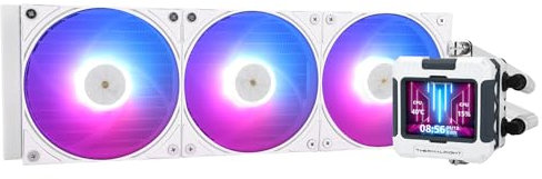 TR FW 360 White ARGB-360 mm AIO CPU Liquid Cooler, IPS LCD Screen with 320 x 240 Auflösung, für AM4/AM5/Intel LGA1700, 2,4 Zoll (6,1 cm), magnetisch, absorbierend, LCD Bildschirm für Bilder - Weiß