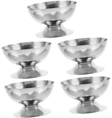 Alipis 5 Pièces Coupe De Glace Tasses à Pouding Coupes à Dessert Tasses à Smoothies Tasse De Smoothie Tasse Thermique Contenant De Nourriture Exquis Saladier Inox Acier Inoxydable Silver