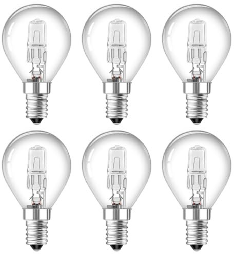E14 G45 Halogenlampe 42W Dimmbar, Warmweiß 2700K, 613LM, AC 230V, E14 Classic Klar Glas Halogen Leuchtmitte, G45 Globe Schraubbirne für Deckenlampe, Wandlampe, Tischlampe, 6 Stück