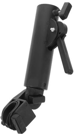 SKISUNO Golf Cart Umbrella Holder Double Lock Clamp Adjustable Golf Push Cart Umbrella Stand Black for Course Use