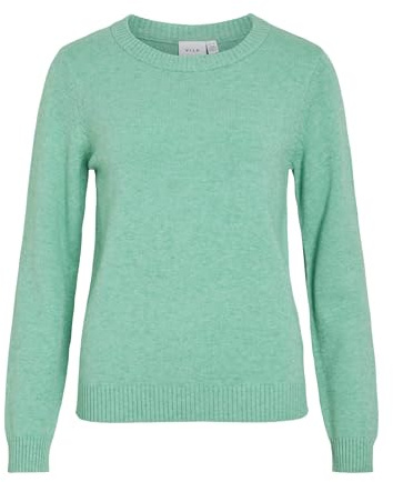 VILA Femme Viril O-Neck L/S Knit Top - Noos Pull-Over, Vert Hiver, M