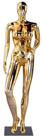 WhamtL Schaufensterpuppe Ganzkörper-Schaufensterpuppe Weiblich, Kurviger Schaufensterpuppen-Torso aus Kunststoff mit Metallsockel, Großer Brustkorb, Realistischer Schaufensterpuppenkörper(Gold)