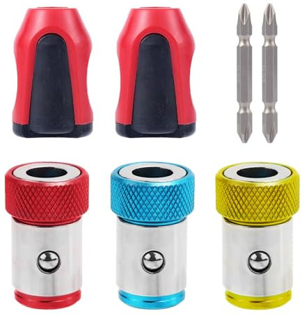 7pcs Magnetic Ring Holders with 3 Screwdriver Head, 2 Ph2 Bits & 2 Detachable Magnets for 1/4 Inch Hex Power Bits