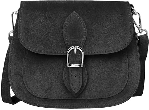 Caspar Leder Umhängetasche Dirndltasche Vintage Tasche kleine Trachtentasche Damen Handtasche aus Wildleder - CLASSIC LINE - Modell No.831 - Made in Italy
