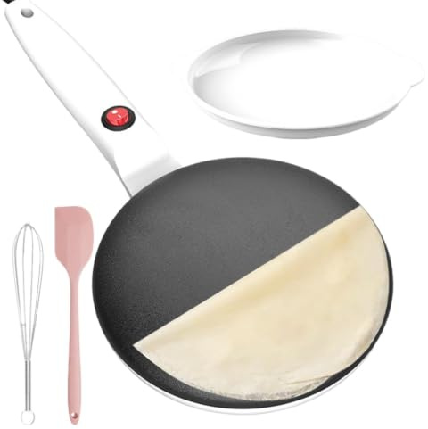 Crepiera, Padella per crepe, Macchina per pancake portatile - Piano cottura elettrico per crepe maker da 7,8 pollici con controllo automatico della temperatura per pancake tortillas