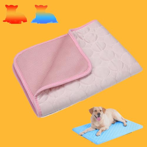 Qosigote Matte, Kühlmatte für Hunde, Hundekühlmatte Selbstkühlend, Atmungsaktiv Waschbares Hundekissen für Sommer, XS-XXL (Rosa, S-50X40)