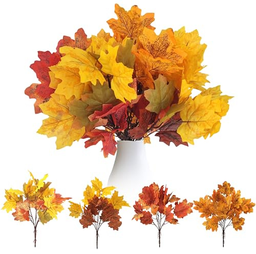 LuckyCao Herbstdeko 4 Bündel herbstblumen künstlich Herbst Dekoration herbstblätter Ahornblätter Fall künstliche Blumen kunstblumen Herbst herbstdeko innen Outdoor für Tisch Autumn Decor Aesthetic