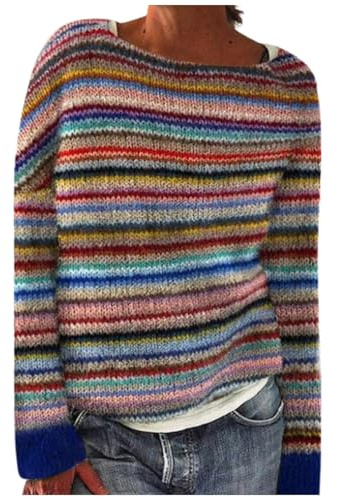 Generisch Norweger Pullover Damen, Merino Pullover Damen Original Weihnachten Winter Kaschmir Pullis Langarm Oberteile Elegant Rundhals Casual Warm Strickpullover Jumpers