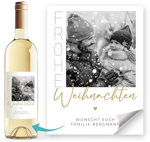 SpecialMe® Weinetikett Weihnachten personalisierbar mit Name und Foto XMAS Flaschenetikett personalisierte Foto-Geschenke Weiss unisize