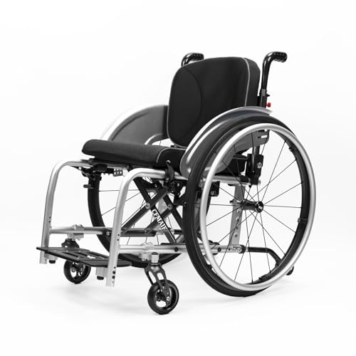CFMAIF Ultraleicht Reiserollstuhl, Faltbar Leicht Rollstuhl, Aluminium Faltrollstuhl, Transportrollstuhl, abnehmbaren Fußstützen(Black,36cm/14.1in Seat)