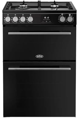 Belling 60cm wide Double Oven Dual Fuel BEL FSA VISION 60DF Cooker - Black/Silver Steel - A Rated