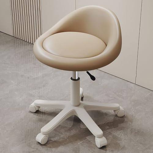 Ergonomisk rullpall – justerbar höjd svängbar sits med PU-läderkudde och lättglidande hjul för användning i hemmet, salong, kontoret och massage