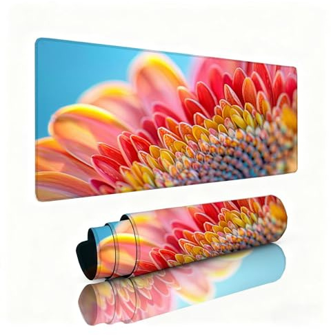 Alfombrilla Escritorio Crisantemo Alfombrilla Ratón Color Naranja Tapete Escritorio 800x300x3mm, Almohadilla Raton Superficie Resistente a Salpicaduras, Desk Mat con Bordes Cosidos, Duraderos 0B-150