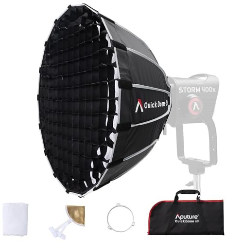 Aputure Light Dome Quick Dome 60 Softbox,60cm(2ft) Circular Bowens Mount with Quick Release Design,Include Diffusion, Light Control Grid, & Carrying Bag for Led Video Light
