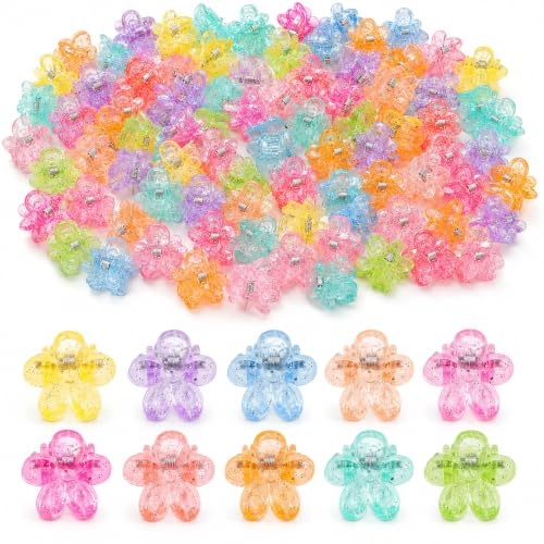 Cctetn 100Pcs Mini Floral Hair Clips 13mm Claw Clips for Women Girls