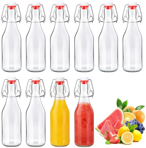 MAILLARD 10 Stück Glasflaschen 250ml mit Bügelverschluss, Glasflaschen zum Befüllen,für Likörflaschen,Sirupe,Getränke, Speiseöle, Aromatisierte Essige Geeignet für Partys und Picknicks