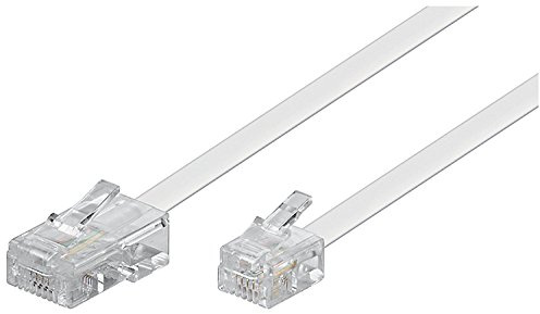 goobay DSL Kabel 10m, Modemkabel mit RJ45 (8P4C) auf RJ11/14 (6P4C) Stecker, flaches Anschlusskabel für Router & Splitter, weiß - 93059