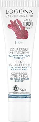 Bio Couperose Pflegecreme von LOGONA Naturkosmetik für zu Couperose neigende Haut mit dem Wirkstoff SILIDINE aus Rotalge, Beruhigende und intensiv pflegende Gesichtspflege, Natürlich & Vegan, 30 ml