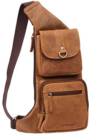 Greenburry Vintage Umhängetasche Leder Braun 26cm x 7cm x 43cm