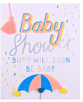 Hallmark Geburtstagskarte für Babyparty, modernes Design mit Neonfarben und Foliendetails