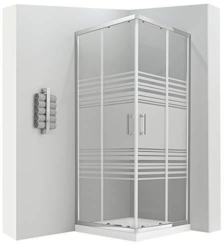 LANA Cabine douche H 180 cm porte coulissante semi-opaque 80 x 80 cm