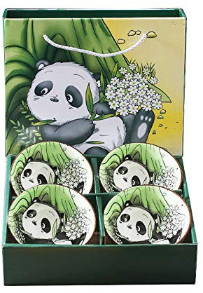 Juego de 4 cuencos de cerámica con diseño de panda para cereales, desayunos o sopa cuencos chinos de porcelana perfectos para cereales, ensaladas, postres, helados, desayunos, fideos, arroz o sopas