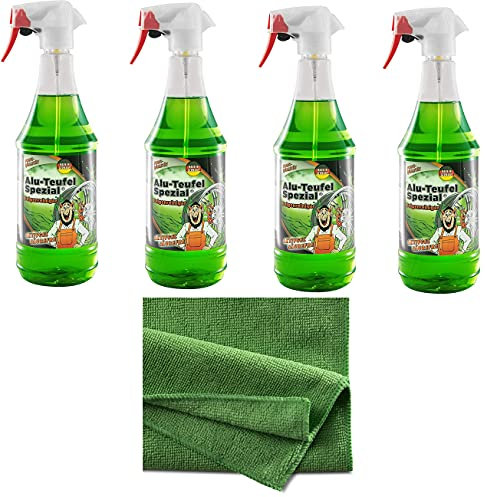 Hygiene VOS Felgenreiniger Set 4 x TUGA Chemie Sprühflaschen gesamt 4000ml Plus 4 Microfasertücher lackschonend