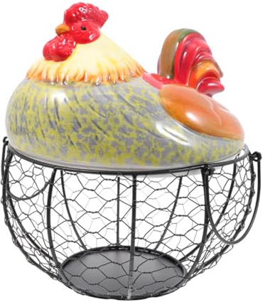 TOPBATHY 1pezzi Cesto Per Alimenti in Ferro Battuto Contenitore Per Uova e Frutta Cestino Per Conservazione Domestica Per Cucina Ristorante e Buffet