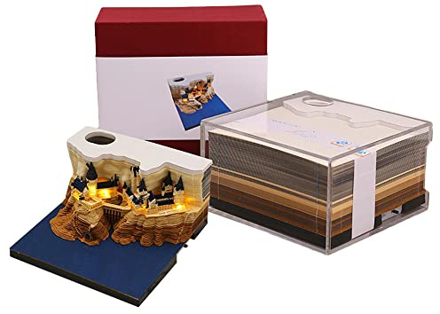 KRYLL Kreative Haftnotizen, 3D-Papierskulpturen, Memoblock, Nachfüllpackung Magic Castle, Hogwarts Papierskulptur, 3D-Haftnotizen, Haftnotizen, Schreibtisch-Ornament, Geburtstagsgeschenk, beleuchtet