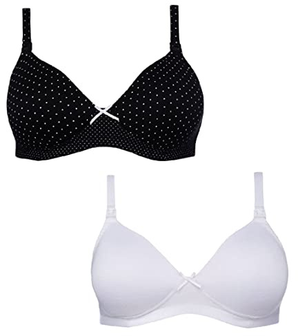 Famous Make Lot de 2 soutiens-gorge d'allaitement pour femme Taille bonnet DD-G, noir/blanc, 85H