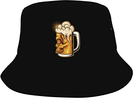 YINGD Fischerhut Skelett Bier Leicht Atmungsaktiv Fischerhut Sonnenhut Strandhut für Damen Herren, #832, One size
