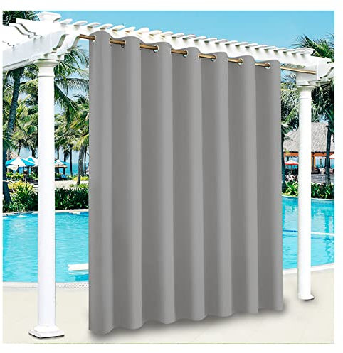 YEVENR Outdoor Vorhänge Wasserdicht Winddichte Blackout Vorhang Vorhänge Im Freien mit UV Schutz Verdunkelungsvorhang mit Ösen for Patio Balkon Pavillon Strandhaus Grau 1 Stück,182 * 244cm（W*L）