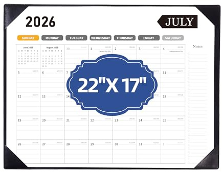 Large Desk Calendar 2026, Calendar with Desk Protecting Pad, 2026 Desk Calendar Large 22x17, Runs From January 2026 to June 2027, 18 Months, Big Desktop Calendar for Family Classroom and Office