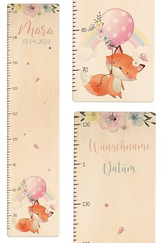 KIDSMOOD - Messlatte für Kinderzimmer Personalisiert, 70-140 cm - Messlatte Kinder Holz personalisiert Mit Namen für Baby- & Kleinkinderzimmer - Individuelles Geschenk für Kinder und Babys zum Geburt